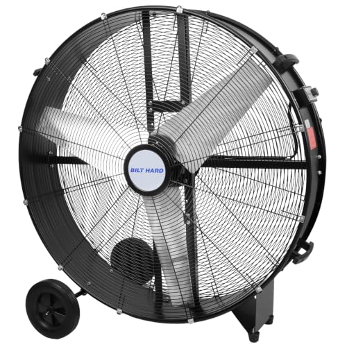 BILT HARD 26800 CFM 42 inch Industrial Drum Fan, 2 Speed Heavy Duty Shop Fan with 4/5HP Powerful Motor for Warehouse, Garage, Industrial and Commercial Use - color: Black, size: 42 inch
