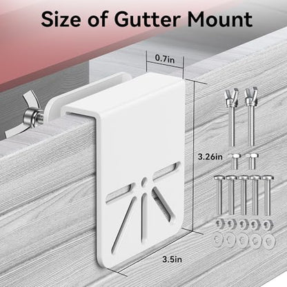 Gutter Mount Bracket Compatible with Solocam S340/E30, No Drill Installation, Stainless Steel Gutter Mount for Security Camera, Security Camera Holder (2 Pack-White) - size: 2 PACK-WHITE