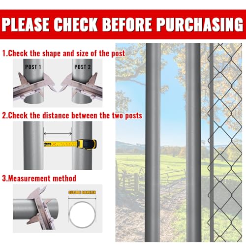 VIVIDA 1-3/8" Black Chain Link Gate Hinge & Latch Kit, Include 1-3/8" Gate Hinge Kit and Fence Fork Latch, Black Powder Coated - size: 1-3/8" × 1-3/8" (BLACK)