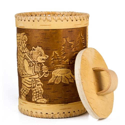 STP GOODS Birch Bark Container, Storage container, Kitchen Container Money to the House Birch Bark (Fairytale Design) - color: Fairytale Design