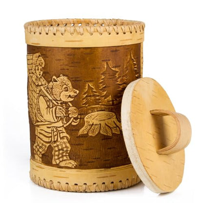 STP GOODS Birch Bark Container, Storage container, Kitchen Container Money to the House Birch Bark (Fairytale Design) - color: Fairytale Design