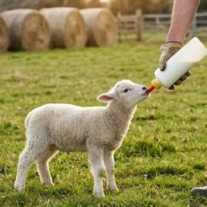 5Pack 400ML Goat and Lamb Feeding Bottles with Silicone Nippl | Small Livestock Milk Feeder Kit for Sheep,Piglets,Calves,Orphaned Animals,Hand-Rearing Nursing Set with 5 Replacement Nipples