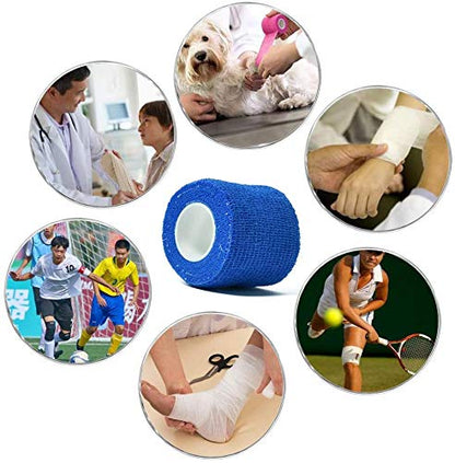 Kuvvfe Elastic Bandages (12-Pack) 2” x 5 Yards | Self Adhesive Bandage Wrap, Kuvvfe Athletic Elastic Cohesive Bandage for Sports Injury,Strain,Knee & Wrist,Ankle Sprains - size: 2x180 Inch (Pack of 12)
