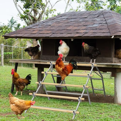 Chicken Perch Roosting Bars, Chicken Perch for Coop, Roosting Bars for Chickens Coop, Chicken Perch Ladder, DIY with Your Own Wooden Boards, Silver