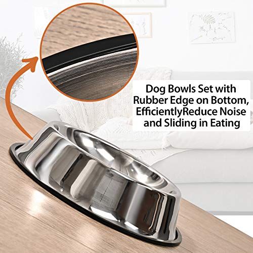 2Packs Stainless Steel Dog Bowl with Anti-Skid Rubber Base for Small/Medium/Large Pet, Perfect Dish, Pets Feeder Bowl and Water Bowl Perfect Choice for Dog Puppy Cat and Kitten (26oz) - size: 26oz