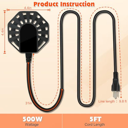 500W Horse Water Heater Aluminum Cast, Thermostatic Control Farm De-Icer, Utility Pond De-icer for Livestock Poultry Birds Horses Cows Wildlife Drinking for Winter - size: 500W