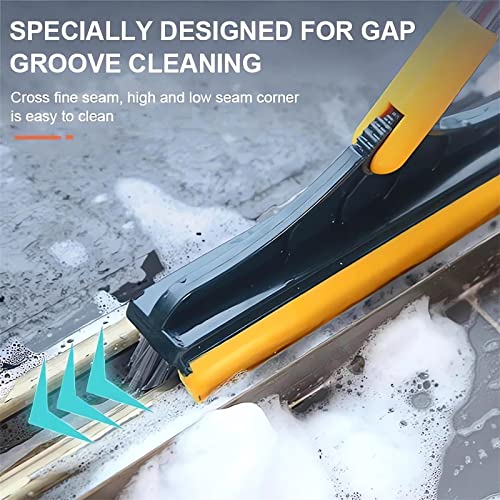 2 in 1 Cleaning Scrub Brush with Long Handle Heavy Duty - 2023 New Shower Powerful Brush and Scraper 2-in-1 Cleaning Tool with Soft Scraper Squeegee, V-Shaped Bristles Scrubber Deck Brush (Green) - color: Green