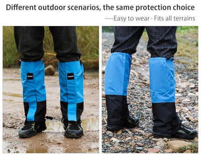 Winter Snow Gaiters for Hiking - Waterproof Ankle Covers for Snow Trekking, Skiing - Universal Fit Men Women - color: Navy Blue