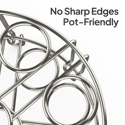 Stackable Egg Steamer Rack Holds 18 Eggs with Handles, Stainless Steel Instant Pot Trivet Fits 6qt/8qt Pressure Cooker, 2-in-1 with Skewers for Grilling