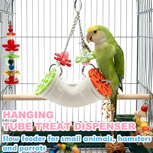 Chicken Enrichment Toys for Coop, Interactive Chicken Coop Toys - Hanging Tube Treat Dispenser | Slow Feeder for Chickens, Hens, Ducks, Parrots, Birds, Hamsters, Rabbits and Small Animals