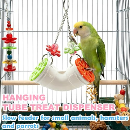 Chicken Enrichment Toys for Coop, Interactive Chicken Coop Toys - Hanging Tube Treat Dispenser | Slow Feeder for Chickens, Hens, Ducks, Parrots, Birds, Hamsters, Rabbits and Small Animals