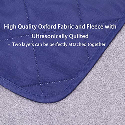 Waterproof Warm Fleece Outdoor Blanket Extra Large Lightweight Portable with Carry Bag for Stadium, Picnic, Camping, Beach, Dogs, Sofa - color: Navy Blue