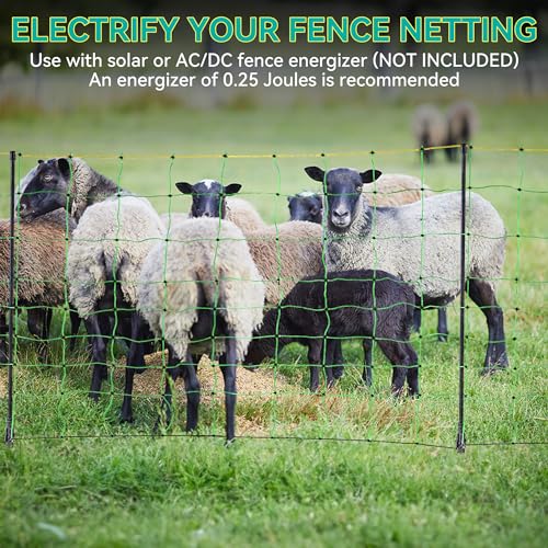 PPOLB Electric Fence Netting - 42.5" H x 164' L, Portable Movable Livestock Nets Mesh for Goats, Sheep, Hogs, Dog, All-Purpose Electric Fencing for Backyards, Homesteaders, Farms Ranches, and Gardens - size: 42.5" H x 164' L Livestock