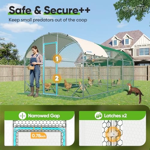 Quictent Essential Series 18x9x6.6ft Metal Chicken Coop Run with Climbing Ladder, Walk-in Outdoor Poultry Cage with PVC Coated Chicken Wire, Hen Duck Rabbit Farm House, Waterproof Anti-UV Cover - size: 18x9ft