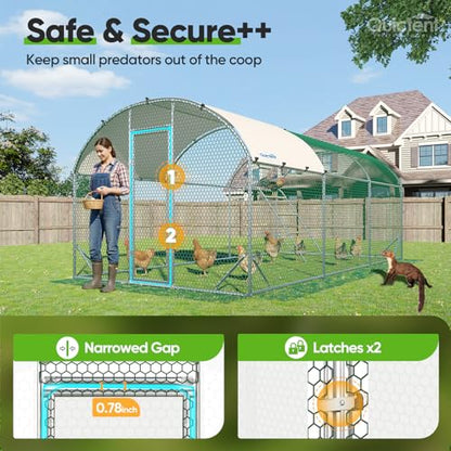 Quictent Essential Series 18x9x6.6ft Metal Chicken Coop Run with Climbing Ladder, Walk-in Outdoor Poultry Cage with PVC Coated Chicken Wire, Hen Duck Rabbit Farm House, Waterproof Anti-UV Cover - size: 18x9ft