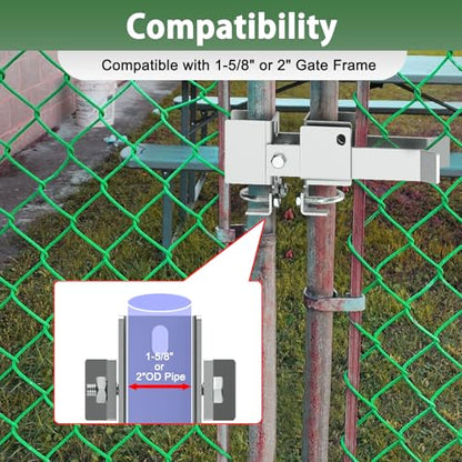 Chain Link Fence Double Gate Latch for 2" Gate Frame Chain Link Fence Gate Latch Residential Strong Arm Double Gate Latch for Metal Gate - size: For 1 5/8" thru 2" Gate Frames