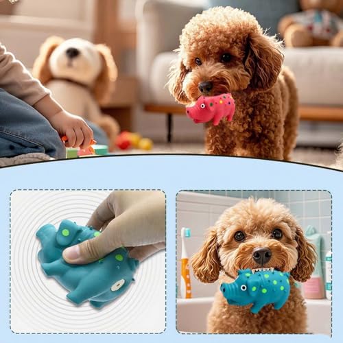 Dog Squeak Toy with Oinking Sounds, Pig Squeaky Dog Toy Latex Polka Dot Squeaky Pig Dogs Toys Rubber Chew Toys for Small, Medium and Large Dogs (Blue, S) - color: Blue, size: S