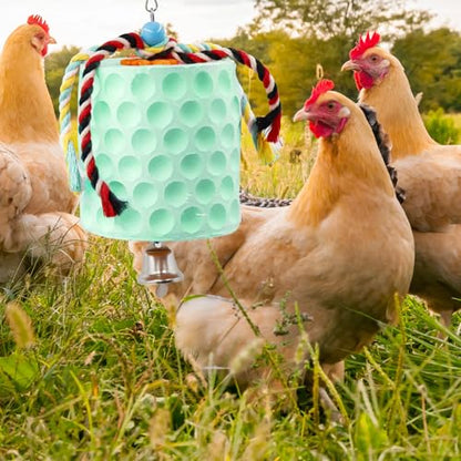 Oooct Large Chicken Chewing Toy, Chick Beak Grinding Calcium Stone with Bells, Chicken Coop Accessories, Cage Toys for Cockatiel Parakeet Parrot Budgies Rat Hamster Rabbit Bunny Green - color: Green