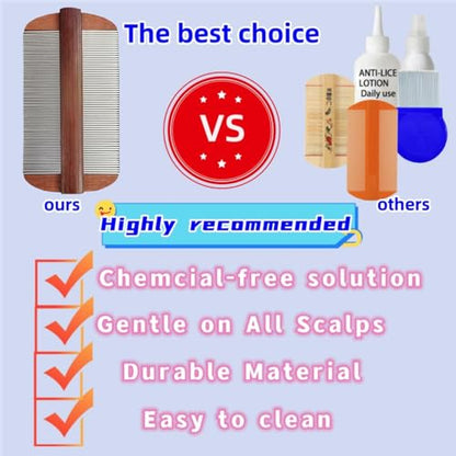 Extra Fine Stainless Steel Lice Comb Easy to Remove Nits and Eggs Reuseabe and Reliable Hair Lice Treatment Combs 4inches Different Double-Sided Needles for All Types Hair Useful
