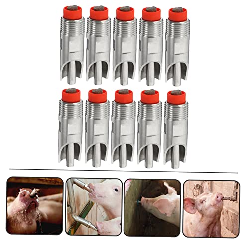 POPETPOP Automatic Pig Nipple Waterer Livestock Water Trough for Pigs Stainless Steel Waterer Pcs Set Easy to Use Maintain