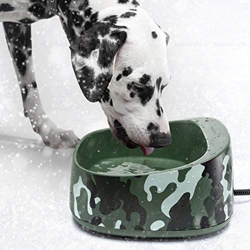 Heated Pet Bowl, Outdoor Pet Thermal Water Bowl, Dog Cat Heated Water Bowl with 69 Inch Chew Resistant Cord and Waterproof ON/Off Switch (New Camouflage) - color: New Camouflage
