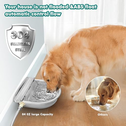 Automatic Water Dispenser for Dogs, 304 Steel Float Valve Pet Water Bowl. | 2.5L Capacity, Wall Mounted, for Large Dogs, Chickens, Horses, Easy Clean Drain, Anti-Spill Valve, Outdoor Farm & Yard