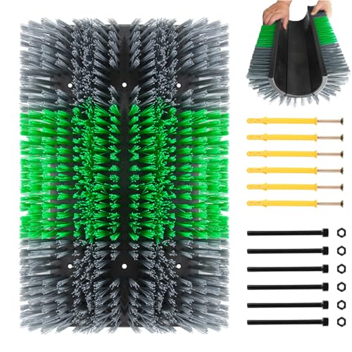 Extra Large Size Livestock Scratching Brush, Upgraded Horse/Goat/Cow/Cattle Scratcher Brush for Grooming, Itch Relief Horse Scratcher Brushes Kit with Two Sets of Mounting Screws(1-Pack,Gray) - color: Gray, size: 1-Pack