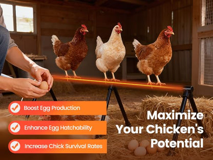 Heated Chicken Perch for Coop Thermo Heated Roosting Bar for Chickens Adjustable Temperature Heated Perch for Chicken Prevents Frozen Toes, Overheat Protection Chick Warm Coop Accessories