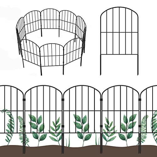 OUSHENG Decorative Garden Fence Fencing 10 Panels, 10ft (L) x 24in (H) Rustproof Metal Wire Border Animal Barrier for Dog, Flower Edging for Yard Landscape Patio Outdoor Decor, Arched - size: 10' (L) x 24'' (H)