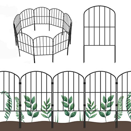 OUSHENG 25 Panels Metal Garden Fence 27ft x 24in - Rustproof Decorative Wire Fencing for Outdoor Yard, Flower Bed, Patio | Arched Animal Barrier & Landscape Edging (Black) - size: 27' (L) x 24'' (H)