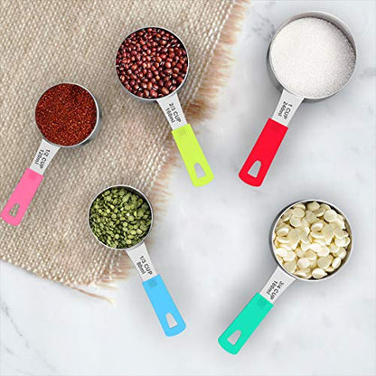 Wildone Measuring Cups & Spoons Set of 18 - Includes 8 Stainless Steel Nesting Measuring Cups, 9 Measuring Spoons, 1 Leveler, Ideal for Dry and Liquid Ingredients | Stainless Steel Kitchen Gadgets for Cooking & Baking, Heavy Duty for Measuring Dry/Liquid