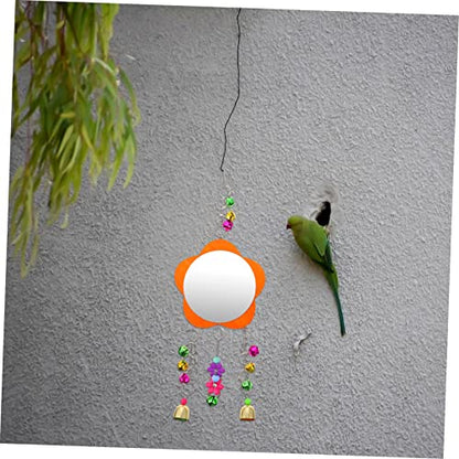1Pc Chicken Mirror with Bells Hanging Mirror for Pet Birds for Cages and Easy to Install Chicken Coop Accessory