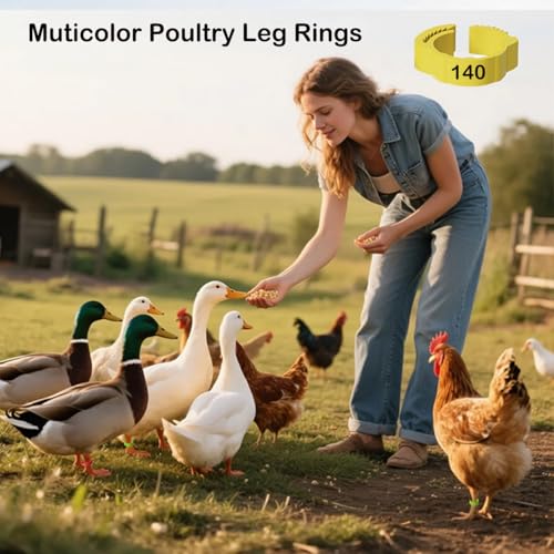 Adjustable 150 pcs Chicken Leg Rings 0.6-0.8in Numbered Chicken Identification Duck Leg Bands for Chicks Pigeon Duck Goose Gamefowl Turkey Clip on Legs Durable Color Poultry Leg Bands 16-20mm