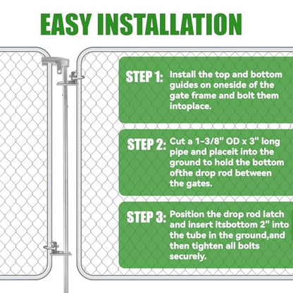 36" Chain Link Drop Rod for Double Gate, Pull Style Chain Link Fence Gate Latch for 1-3/8" Frame, Heavy Duty Floor-to-Ceiling Latch Style Metal Gate (36 inch, Pack, 1)