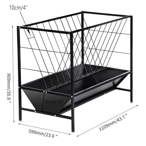 Heavy Duty Galvanized Metal Pasture Feeder 70 Gallon Capacity Dual Use Hay Grain Feeder for Goats Sheep Calves Cows Horses Livestock Feeding Equipment