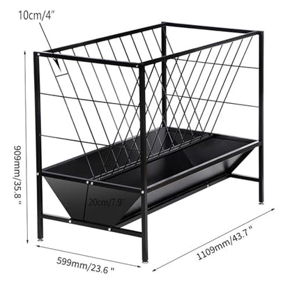 Heavy Duty Galvanized Metal Pasture Feeder 70 Gallon Capacity Dual Use Hay Grain Feeder for Goats Sheep Calves Cows Horses Livestock Feeding Equipment