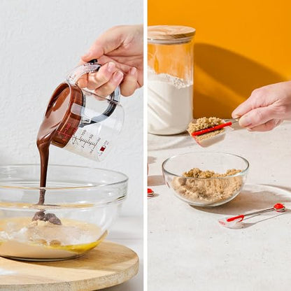 Dreamfarm Measuring Cup and Spoons Set | Upcup All-in-1 Scrape Up Measuring Cup and Levoons Self-Levelling Measuring Spoons for Baking and Cooking