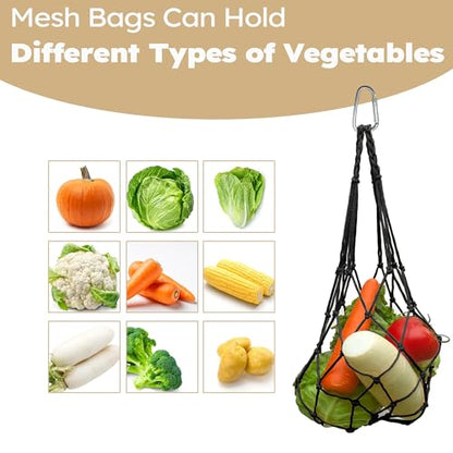 Chicken Vegetable Fruit Hanging Feeder 4Pcs, Reusable String Bag with Hook for Chicken Coop Toys, Poultry Feeding Tool for Hens,Duck,Goose(Black) - color: Black