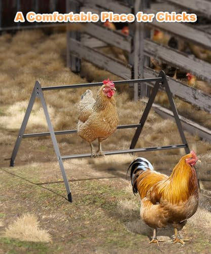 Koutemie Adjustable Chicken Perch for Coop, Heavy-Duty Metal Chick Roosting Bar for Brooder, Baby Chicks Stand Toy Training Perches for Large Bird Parrot Hens Macaw, Black