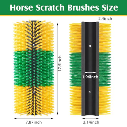 3 Pack Livestock Scratching Brush Itch Relief Horse Scratching Post Self-grooming Goat Scratcher with Durable Screws for Horse Pony Goat Sheep Pig Donkey (Green and Yellow) - color: Green and Yellow