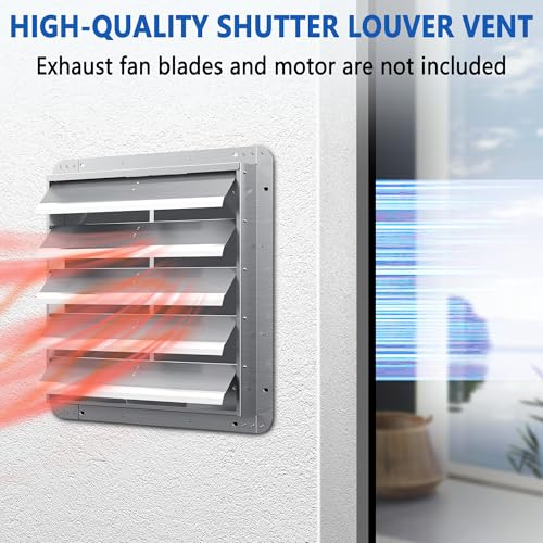 20 Inch Galvanized Shutter Exhaust Louver Vent, Automatic Gravity Shutter Louver Vent for Home Attics, Workshops, Barn, Greenhouse (Motor&Blades are not Included) - size: 20 Inch