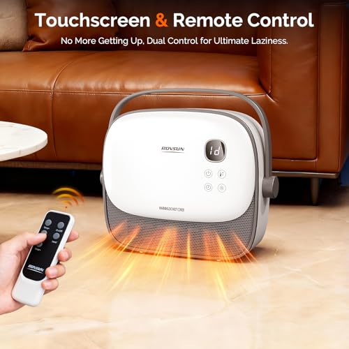 ROVSUN 1500W Small Wall Mounted Space Heater with Remote Control, PTC Heating Element & 3s Fast Heating, Wall Electric Heater with Portable Handle, 12H Timer, for Indoor Use, Samll Room, Bedroom, Home