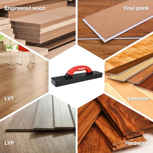 Goldblatt Tapping Block for Vinyl Plank Flooring, Heavy Duty Hammer-Free Flooring Installation Tool with 9" Large Soft-grip Handle for Installing Laminate, Hardwood, LVP, LVT or Engineered Wood