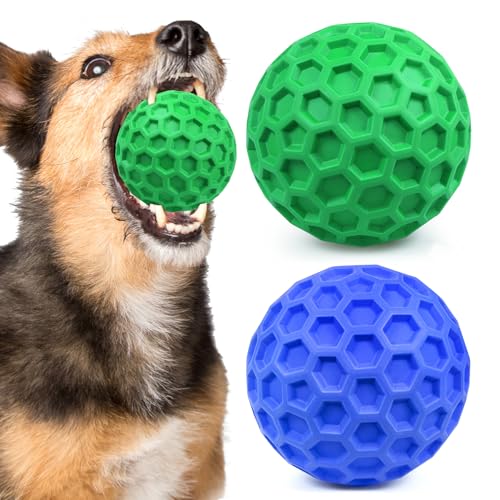 Tough Dog Chew Toys for Aggressive Chewers, Indestructible Dog Balls for Aggressive Chewers, Squeaky Toys for Large Dogs, Squeaky Balls for Dogs, Interactive Funny Heavy Duty Ball - color: Blue and Green