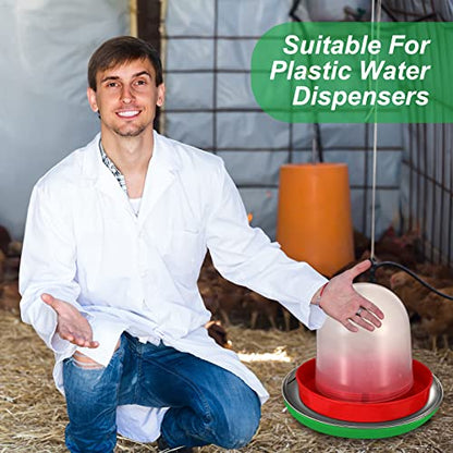 2 PCS Chicken Water Heater for Winter 110V 38W Poultry Drinker Heater Base Surface Temperature can Reach About 140 Fahrenheit Degree Chicken Waterer Electric Deicer Heated Base (Green) - color: Green