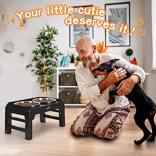 COMESOON Elevated Dog Bowls, 4 Height Adjustable Raised Bowl Stand with 2 Thick 50oz Stainless Steel Food Bowls Non-Slip Feeder Adjusts to 3.7'', 9.2'', 10.75'', 12.36'' Black, (DB-W01) - color: Black, size: 8" for Medium Dogs