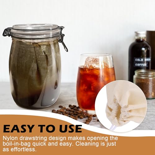 Organic Cotton Brewing Strainer Bag, 100% Unbleached Cotton Bag Reusable Hops and Cold Brew Coffee, for Fruit/Cider/Wine/Beer, Reusable Drawstring Straining XL 22x26 inches