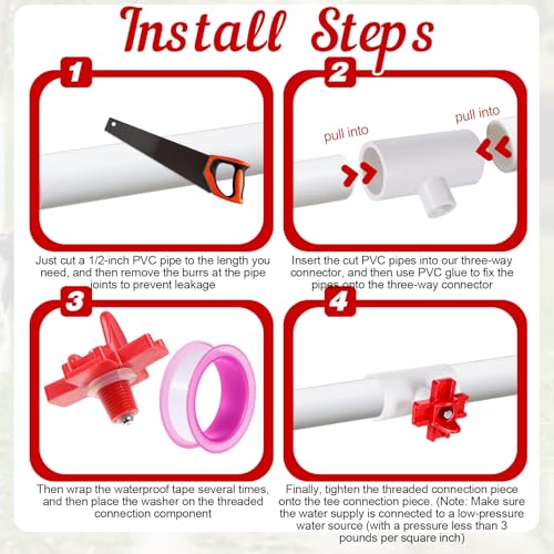20 Pack Chicken Nipple Waterer with 1/2" PVC Tee Fittings, Automatic Poultry Waterer Kit Chicken Nipples for DIY Chicken Duck Quail Watering System, Side Mount Drinker