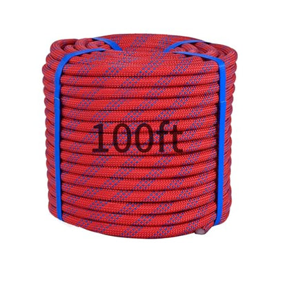100Ft 1/2 Inch Heavy Duty Climbing Rope - for Tree Swing, Pulling, Outdoor & Gym Use (Red) - size: 100ft-Red