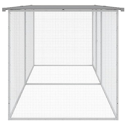 Chicken Coop with Roof, Large Galvanised Steel Poultry Cage for Backyard, 79.9 x 38.6 x 35.4 inch Outdoor Run for Hens and Small Animals, Weather-Resistant Pet Enclosure